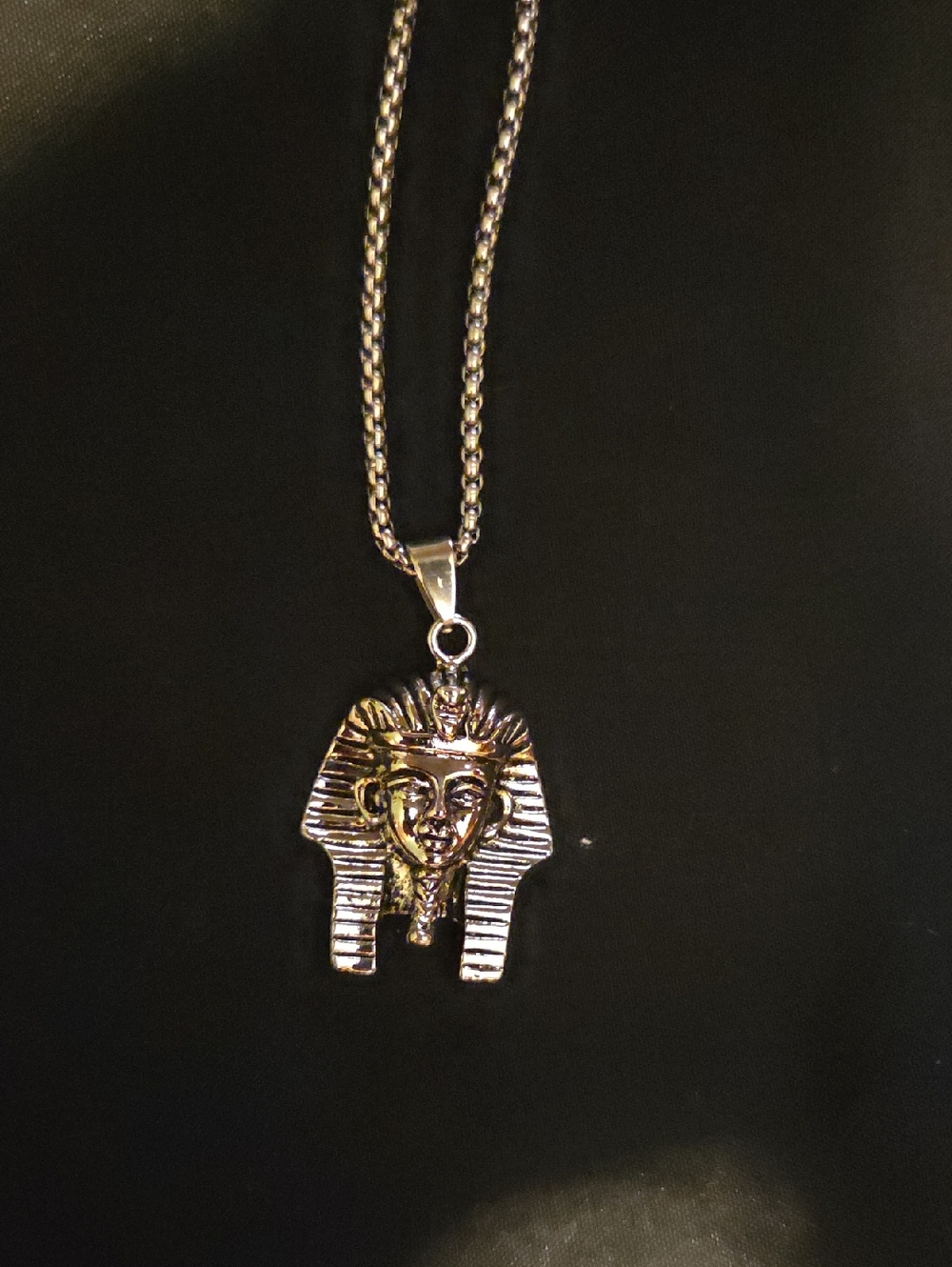 Silver Egyptian Pharaoh Pendant Necklace for Men